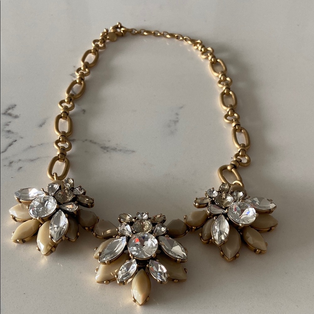 J. Crew Gold and Cream Floral Necklace